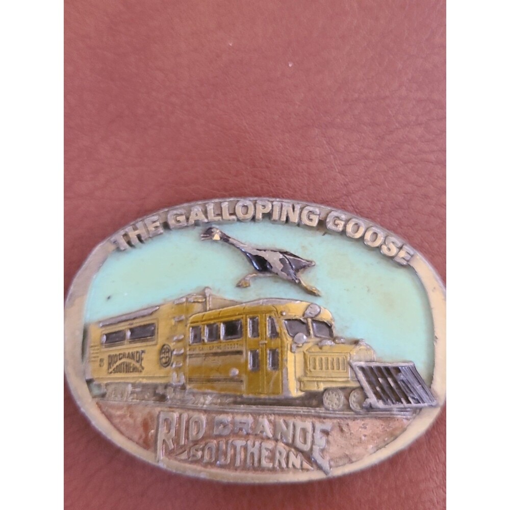 The Galloping Goose RIO GRANDE SOUTHERN Train Pewter Belt Buckle  C+J 1988